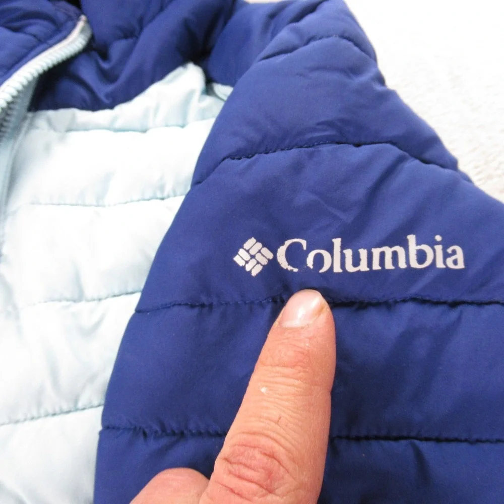 Columbia Jacket Youth Small 7/8 Blue Colorblock Omni Heat Slope Edge Mid READ